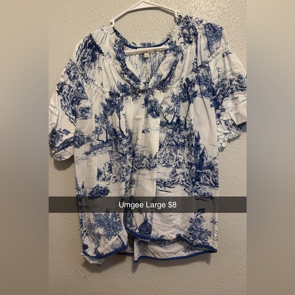 Blue Toile Pattern Top - Picture 1 of 1